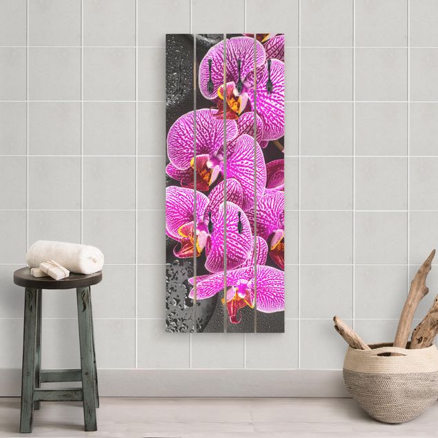 Porte manteau mural shabby chic pink orchid