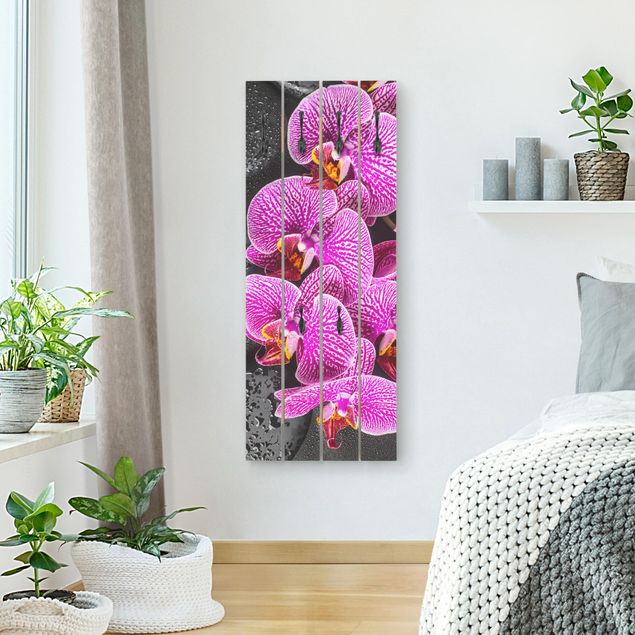 Porte-manteaux muraux effet bois pink orchid