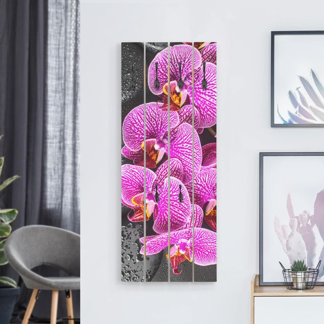 Porte-manteaux muraux avec fleurs pink orchid