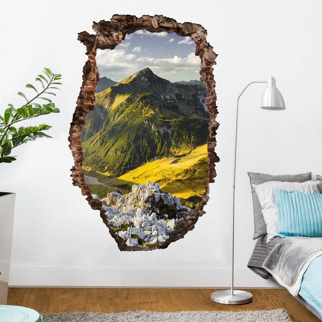 Sticker mural 3d Mountains And Valley Of The Lechtal Alps In Tirol