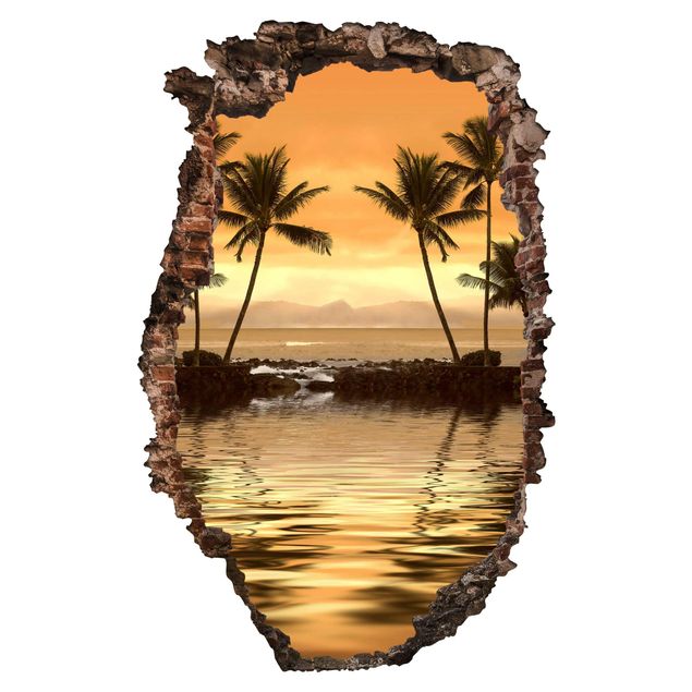 Sticker mural 3d Coucher de soleil des Caraïbes I