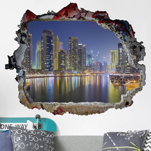 Stickers muraux villes Dubai Night Skyline