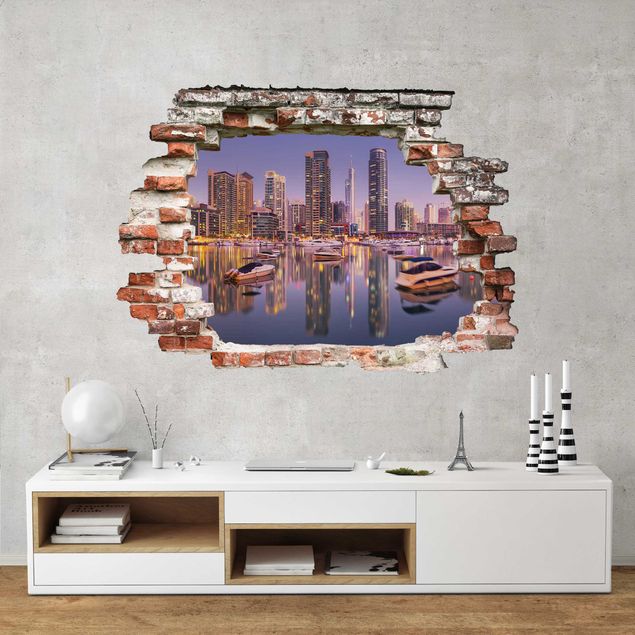 Stickers muraux avec noms de villes Dubai Skyline et Marina