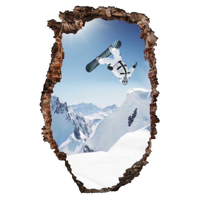 Sticker mural 3D - Flying Snowboarder