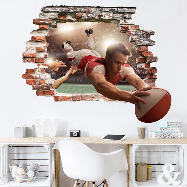 Autocollant mural 3d Rugby Action