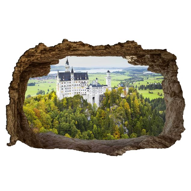 Stickers muraux villes du monde Panorama du château de Neuschwanstein