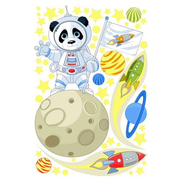 Sticker mural espace Panda astronaute