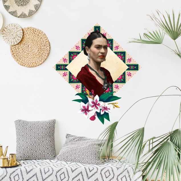 Sticker mural - Frida Kahlo - Flowers And Geometry