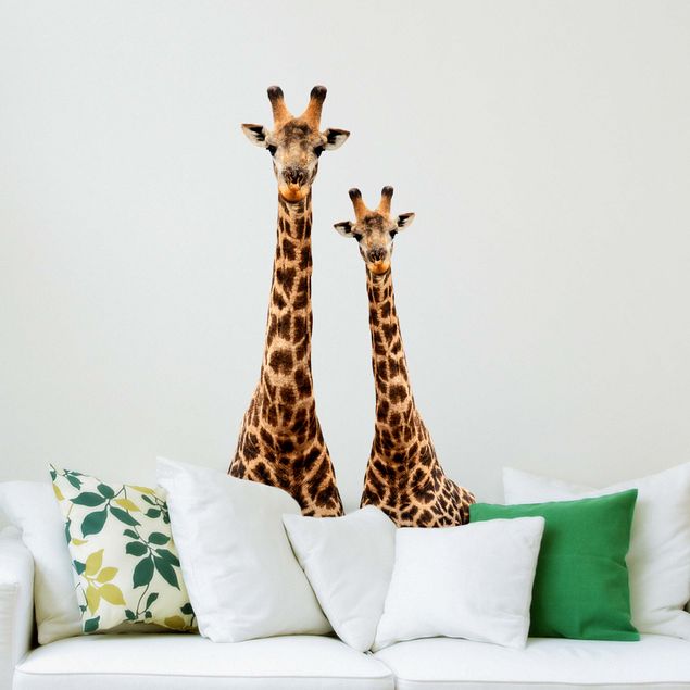 Sticker mural - Portrait of two giraffes