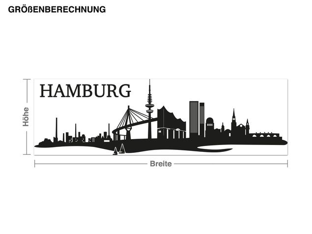 Sticker mural ville Silhouette urbaine de la ville hanséatique Hambourg