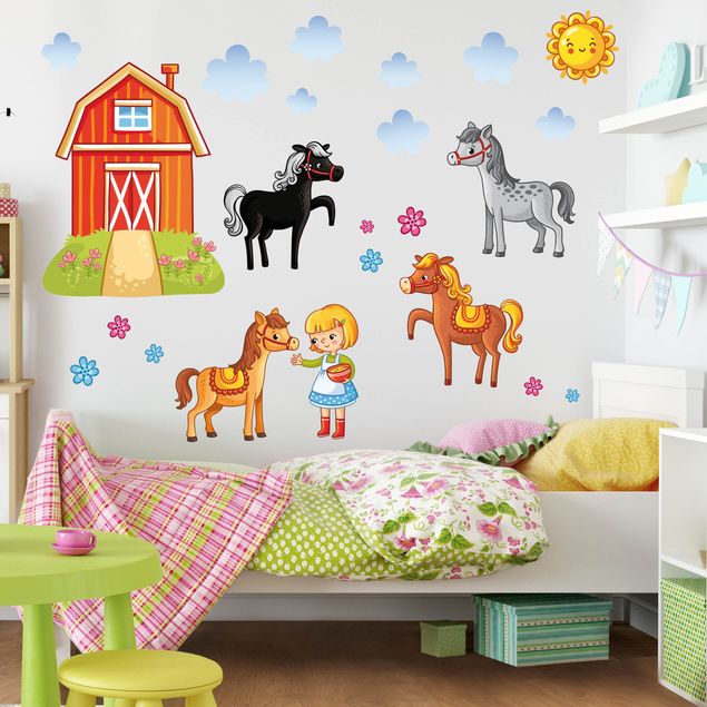 Stickers muraux poissons Farm Set with Horses