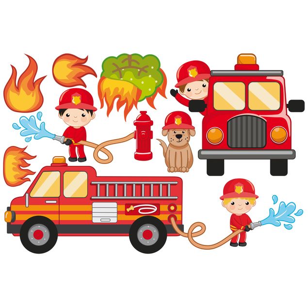 Sticker mural - Fire Brigade in Action Set