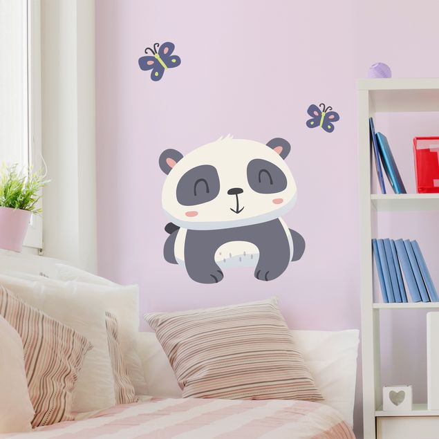 Stickers muraux panda Panda avec papillons