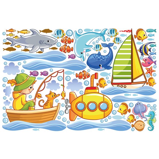 Sticker mural animaux Monde sous-marin - Lot