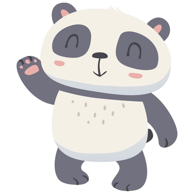 Sticker mur animaux Panda qui fait un signe de main