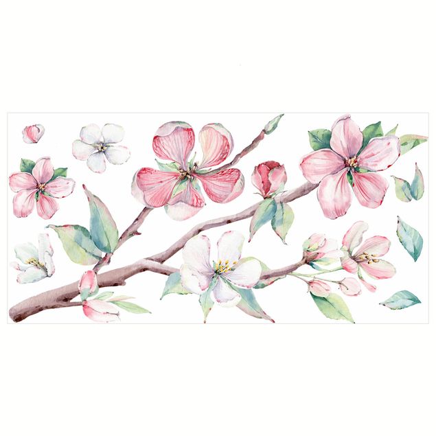 Sticker mural nature Lot aquarelle branche de cerisier