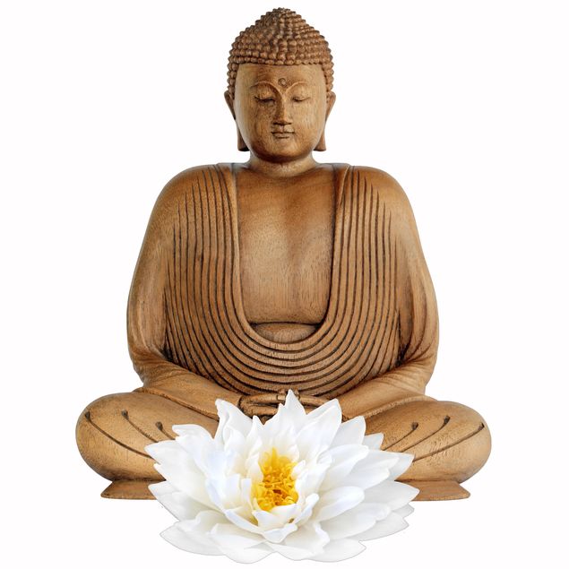 Stickers muraux Bouddha Lotus en bois