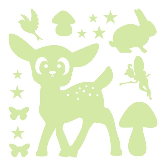 Stickers muraux fee Night Glow Set Animal In the Forest