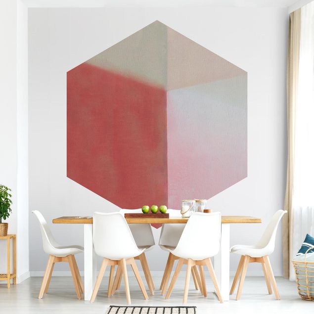 Papier peint panoramique hexagonal Champs de couleurs chaudes