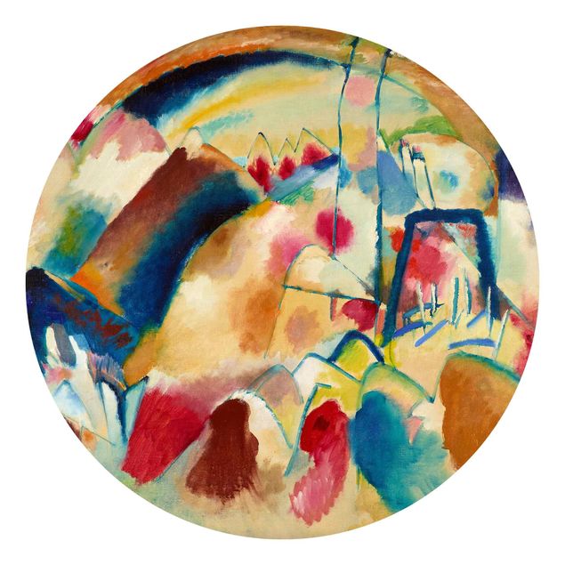 Papier peint moderne Wassily Kandinsky - Paysage avec église (Paysage avec taches rouges)