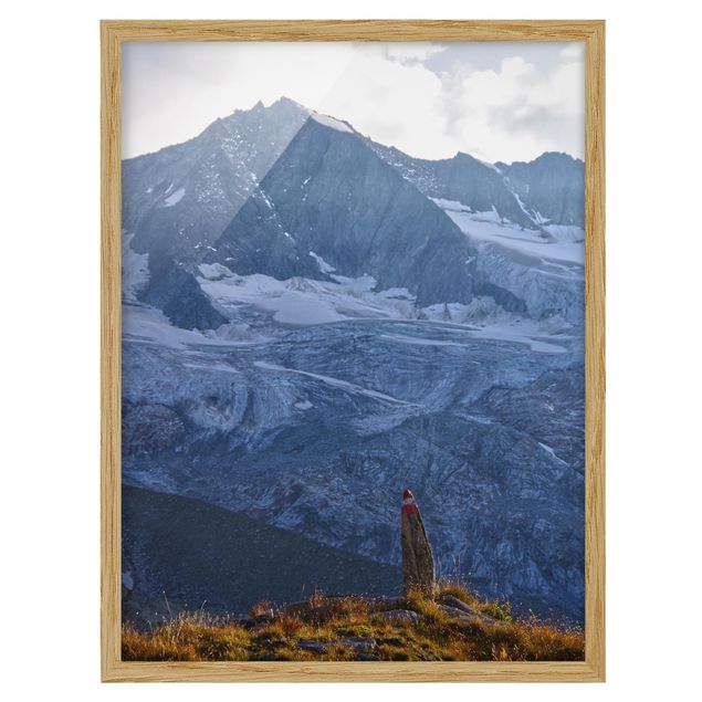 Tableaux encadrés paysage Sentier balisé dans les Alpes