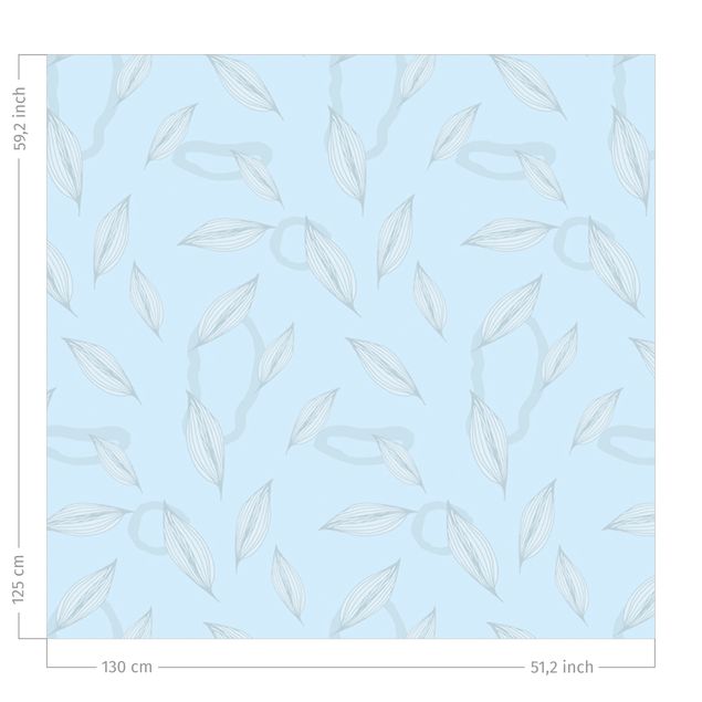 rideaux modernes Willow Leaves Pattern - Azure