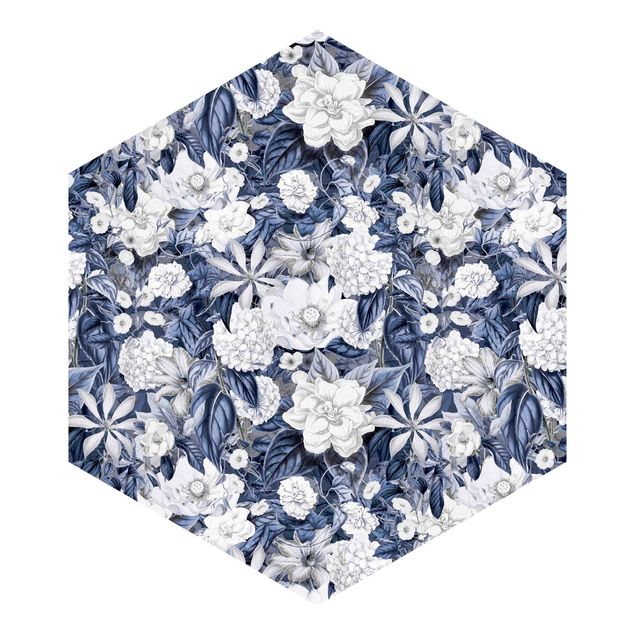Tableaux de Andrea Haase Fleurs blanches devant bleu