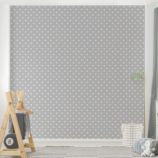 Papier peint motif geometrique White Dots On Grey