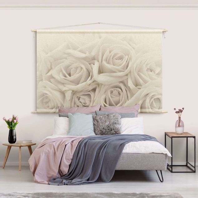 Tenture murale moderne White Roses