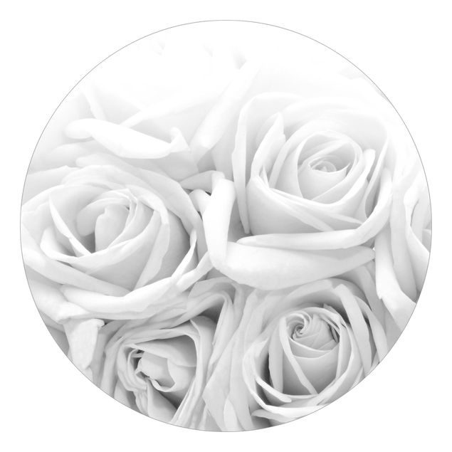 Papier peint fleurs Blanches noir et blanc