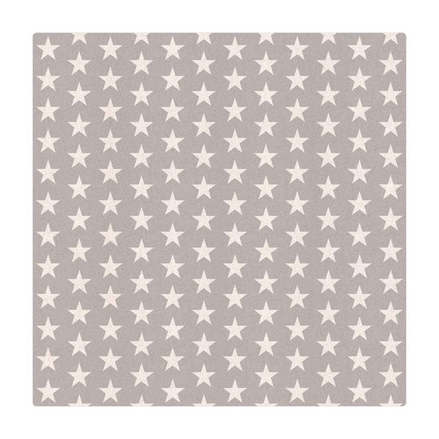 Tapis en liège - White Stars On Gray Background - Carré 1:1