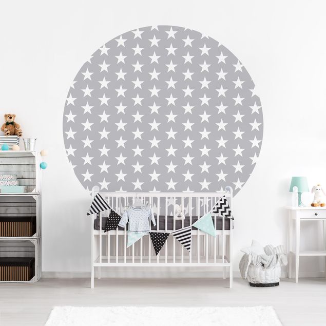 Déco chambre bébé White Stars On Grey Background