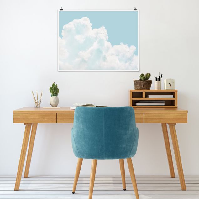 Tableau turquoise White Clouds In Sky Blue