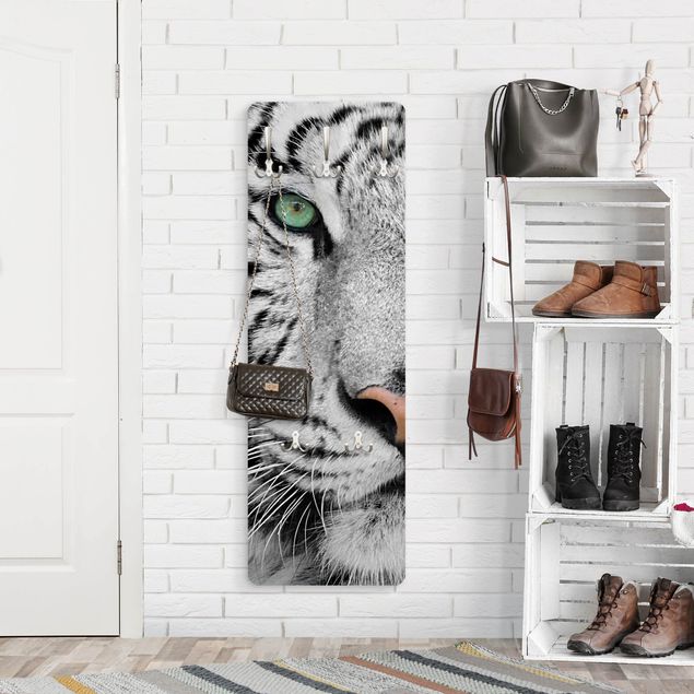 Porte manteau mural animaux Tigre Blanc
