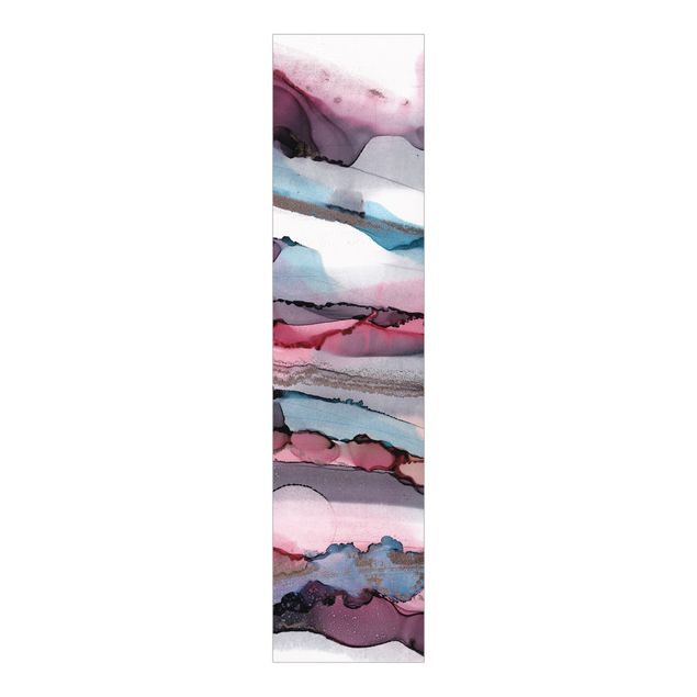 Panneaux coulissants avec dessins Vagues de surf en violet avec rose et or