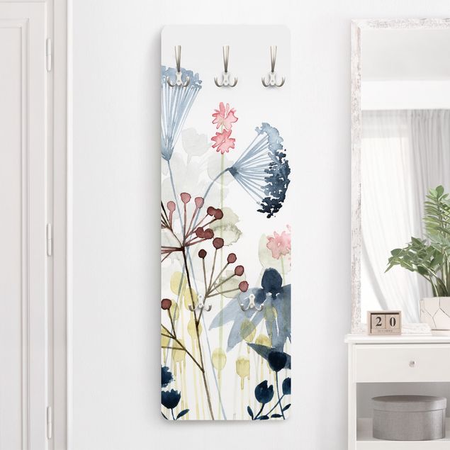 Porte-manteaux muraux avec fleurs Aquarelle fleurs sauvages I
