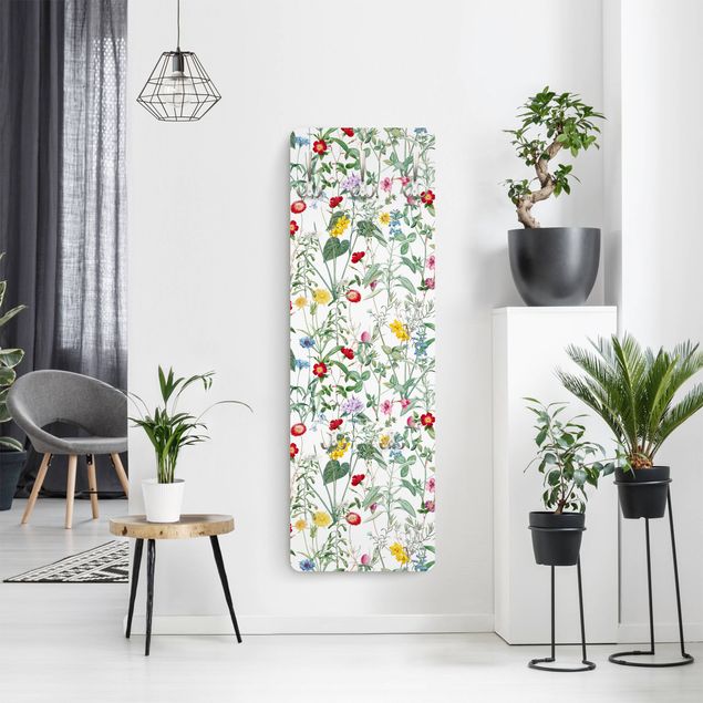 Porte manteau mural couleur Wildflowers On White