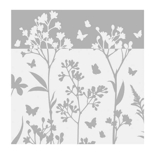 Film pour fenêtres - Fleurs sauvages avec bordure de papillons