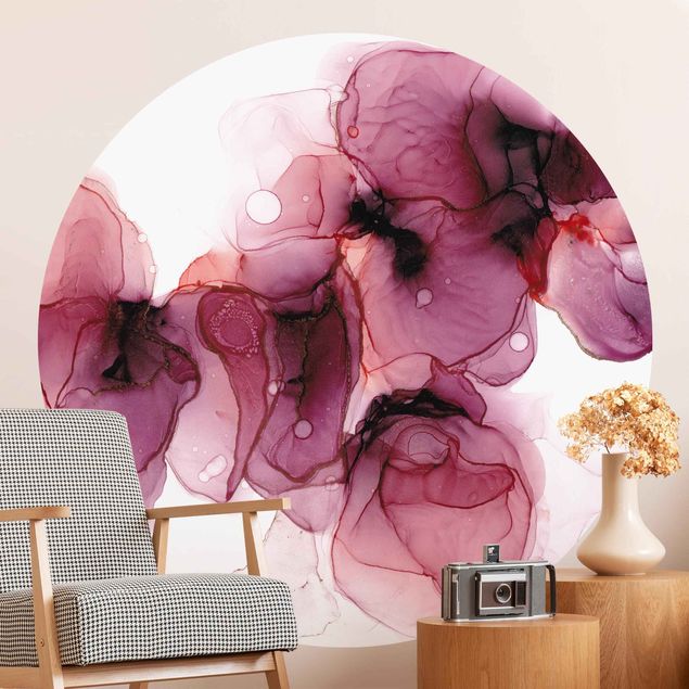 Déco murale cuisine Fleurs sauvages en violet et or