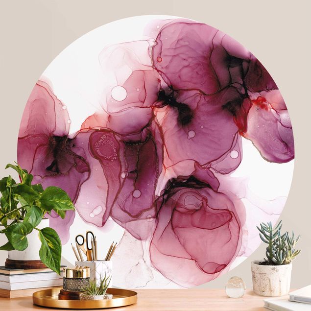 Papiers peints modernes Fleurs sauvages en violet et or