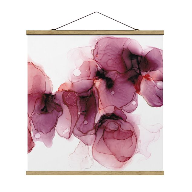 Tableau textile Fleurs sauvages en violet et or