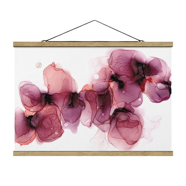 Tableau en tissu Fleurs sauvages en violet et or
