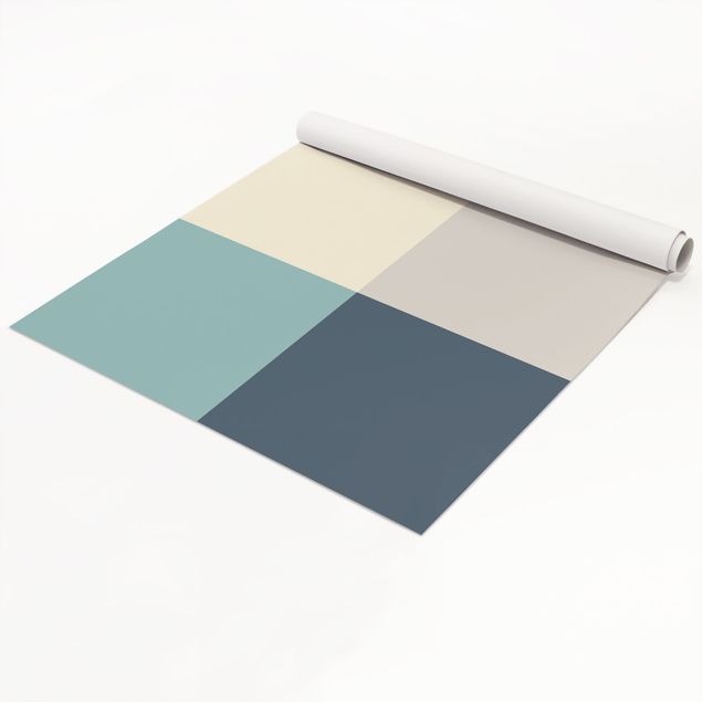 Papier Autocollant bleu Cosy Colours Squares Lagoon - Cashmere Sand Pastel Turquoise Slate Blue