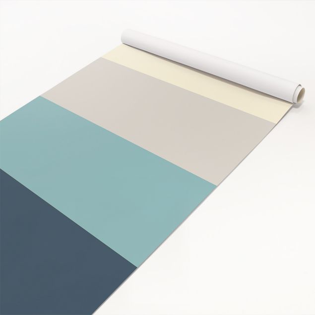 Adhesif porte placard Cosy Colours Stripes Lagoon - Cashmere Sand Pastel Turquoise Slate Blue