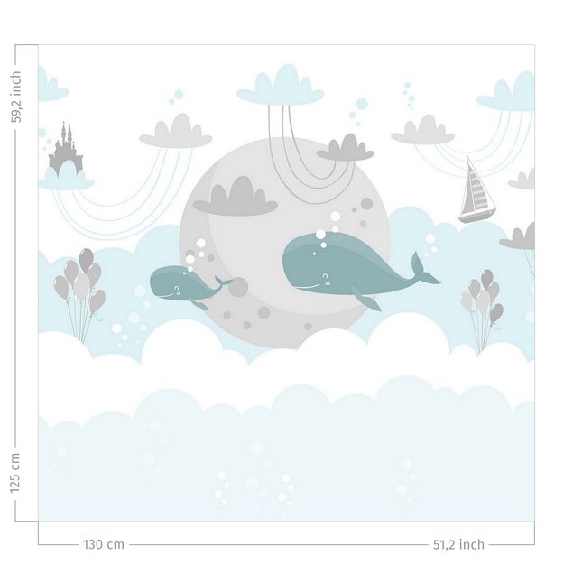 rideaux cuisine moderne Clouds With Whale And Castle