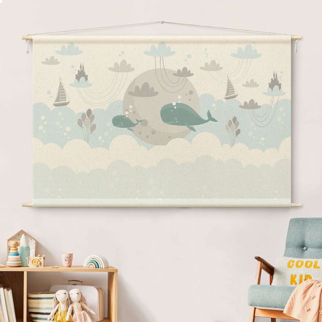 Déco chambre bébé Clouds With Whale And Castle