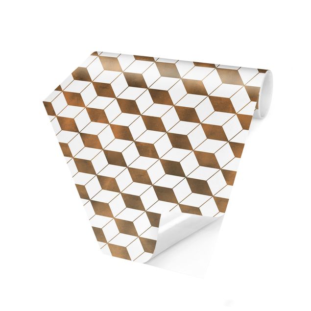 Papier peint panoramique Motif de cube en 3D doré