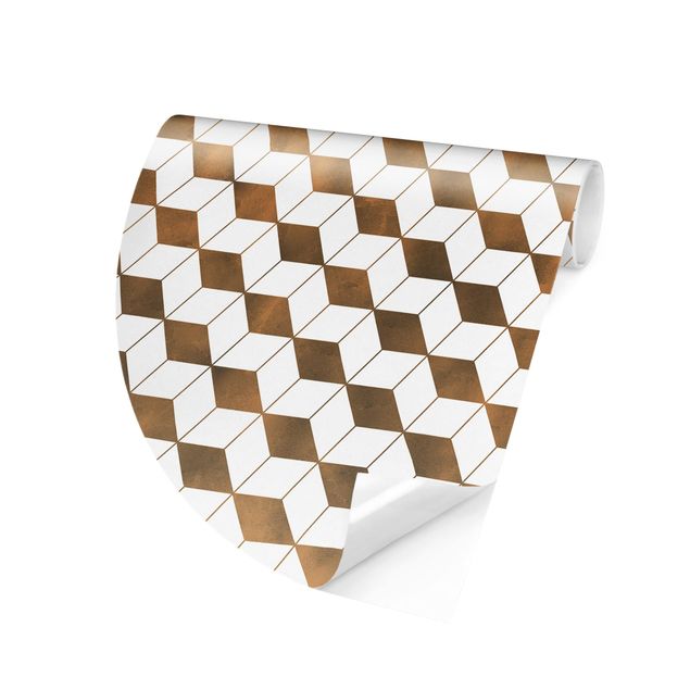 Papier peint 3d trompe l oeil Motif de cube en 3D doré