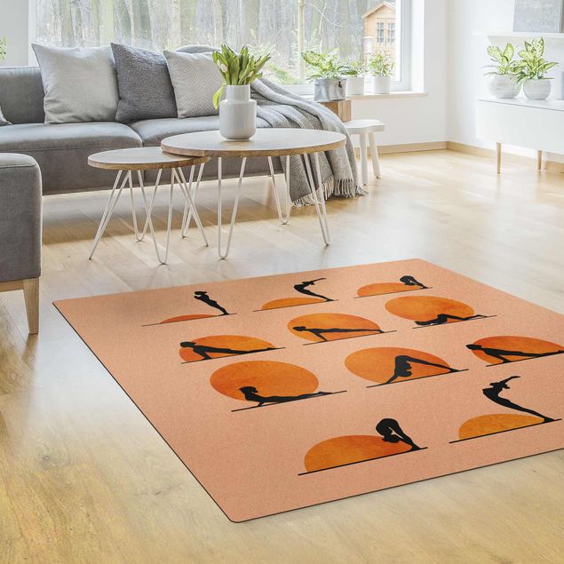 tapis salon orange Yoga - Salutation au soleil