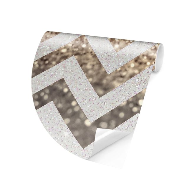 Tapisserie motif Zigzag Lines With Golden Glitter and Silver